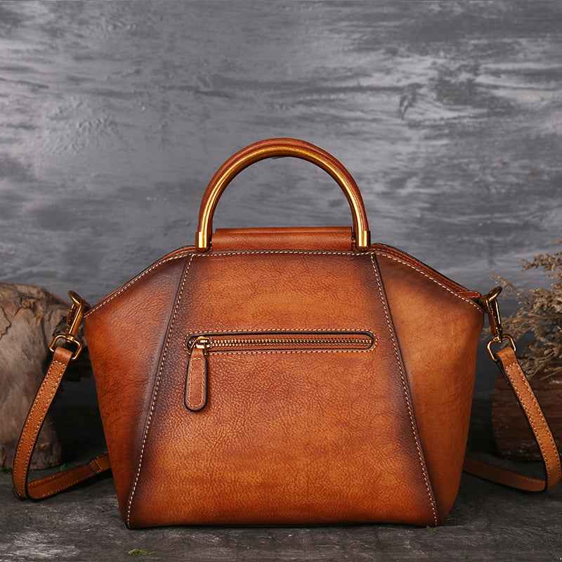 Exklusive Boho Vintage Umhängetasche aus Leder | Cognac, Rot, Schwarz Ansicht 4 – Produkt – ESTID