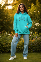 Lässiger Damen Kapuzenpullover mit Tribal Schmetterling Motiv