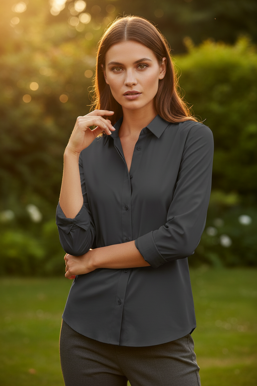 Minimalistische Damen Hemdbluse aus Organic Cotton | ESTID Ansicht 5 – Shirt – ESTID