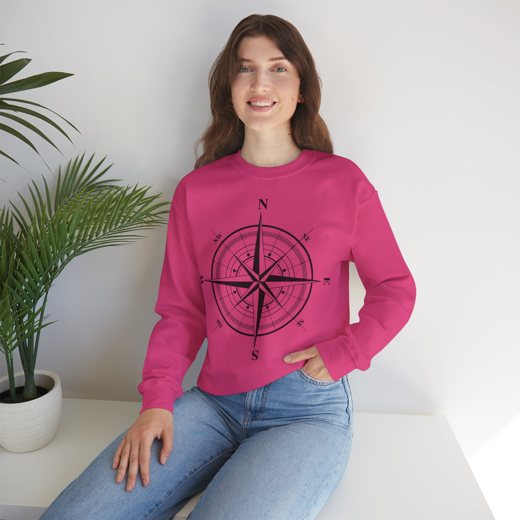 Kompass-Rose Sweatshirt – Nautik Crewneck für Reisende & Entdecker