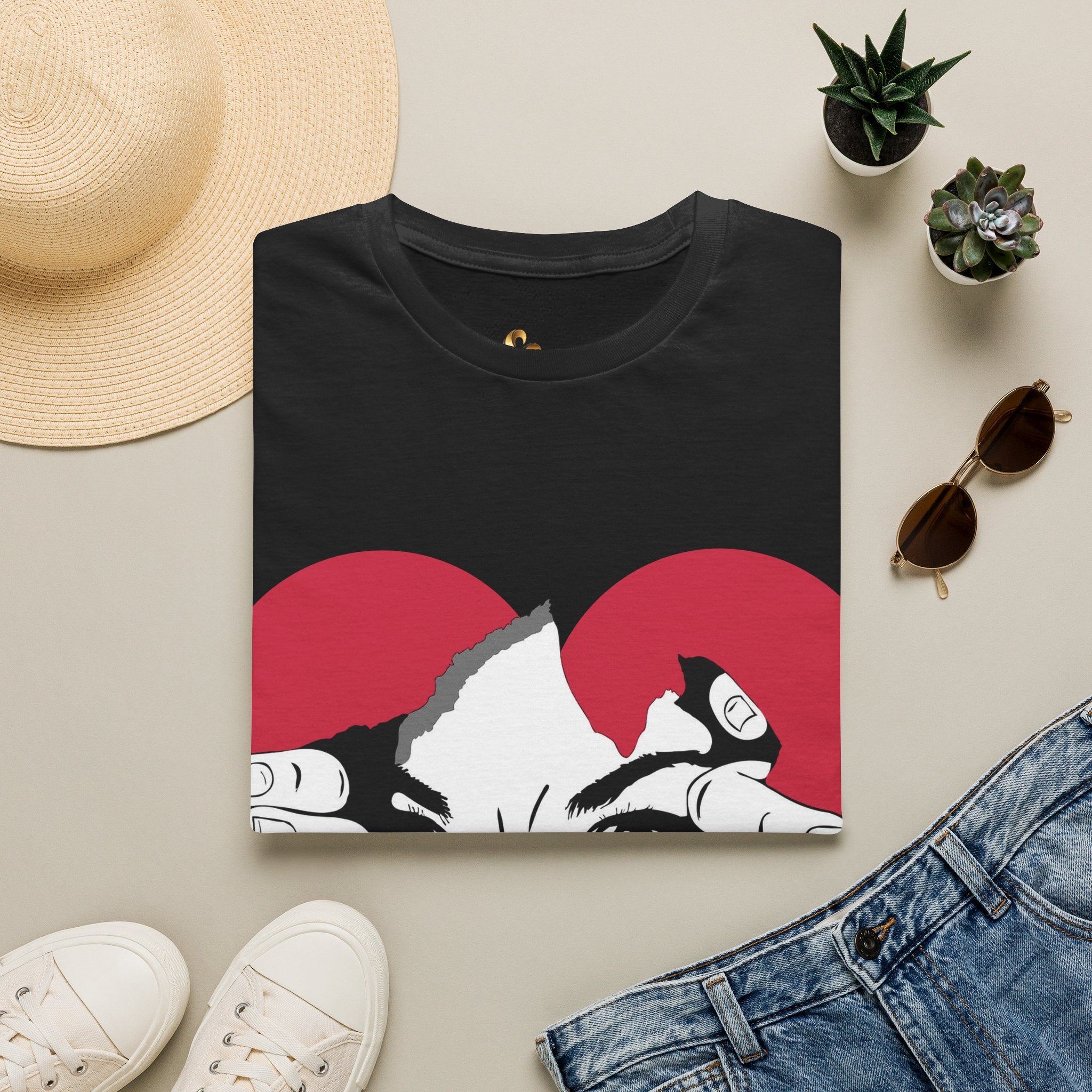 Herz‑Hände T-Shirt – Eye Peek Herz Grafik Tee Ansicht 3 – T-Shirt – ESTID