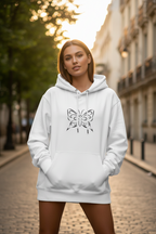 Lässiger Damen Kapuzenpullover mit Tribal Schmetterling Motiv