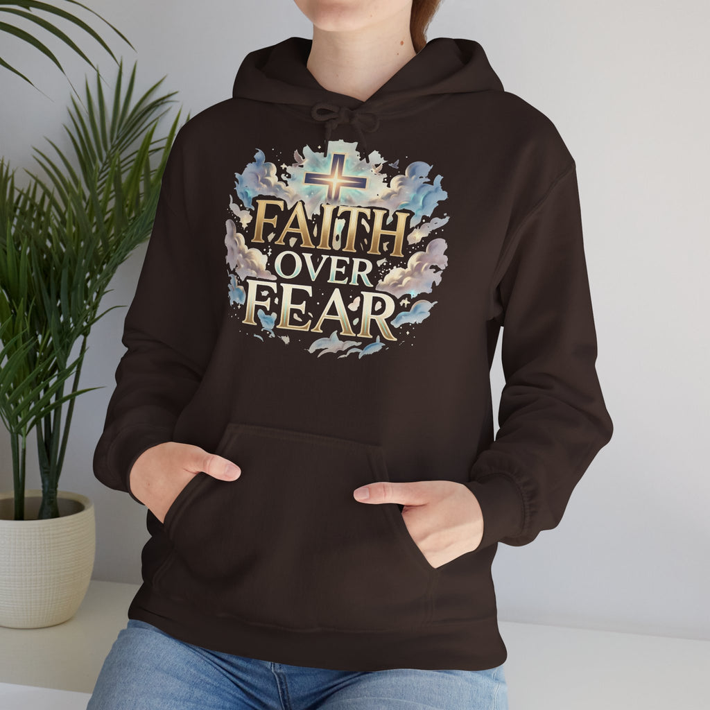 Faith Over Fear Hoodie – Jesus Kreuz Kapuzenpullover | Christliches Sweatshirt