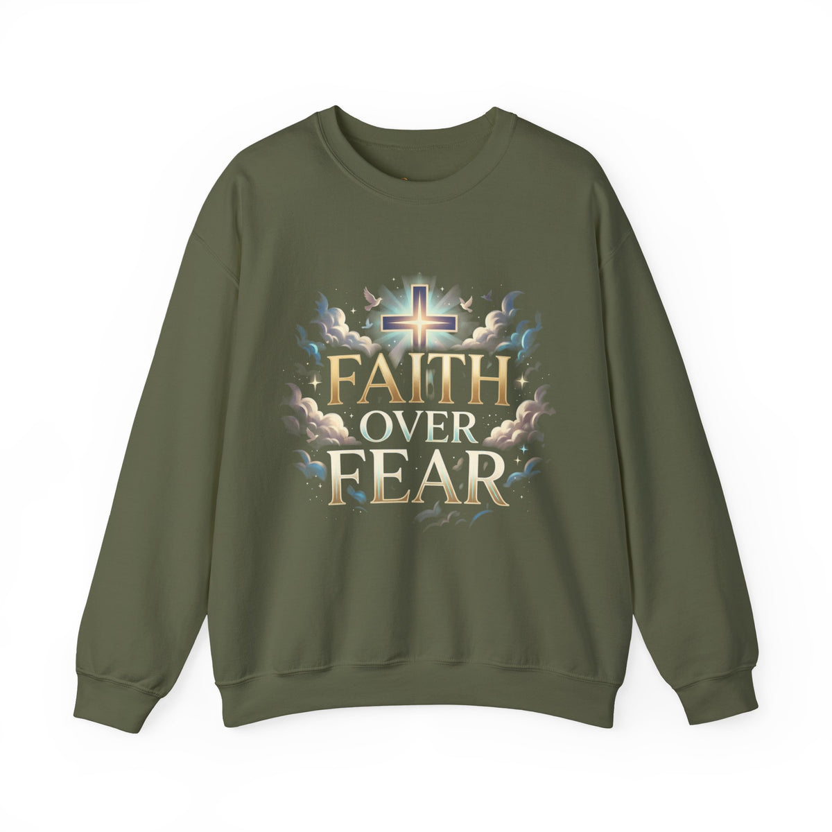 Faith Over Fear Crewneck Sweatshirt – Christliches Kreuz & Jesus Pullover Ansicht 6 – Sweatshirt – ESTID