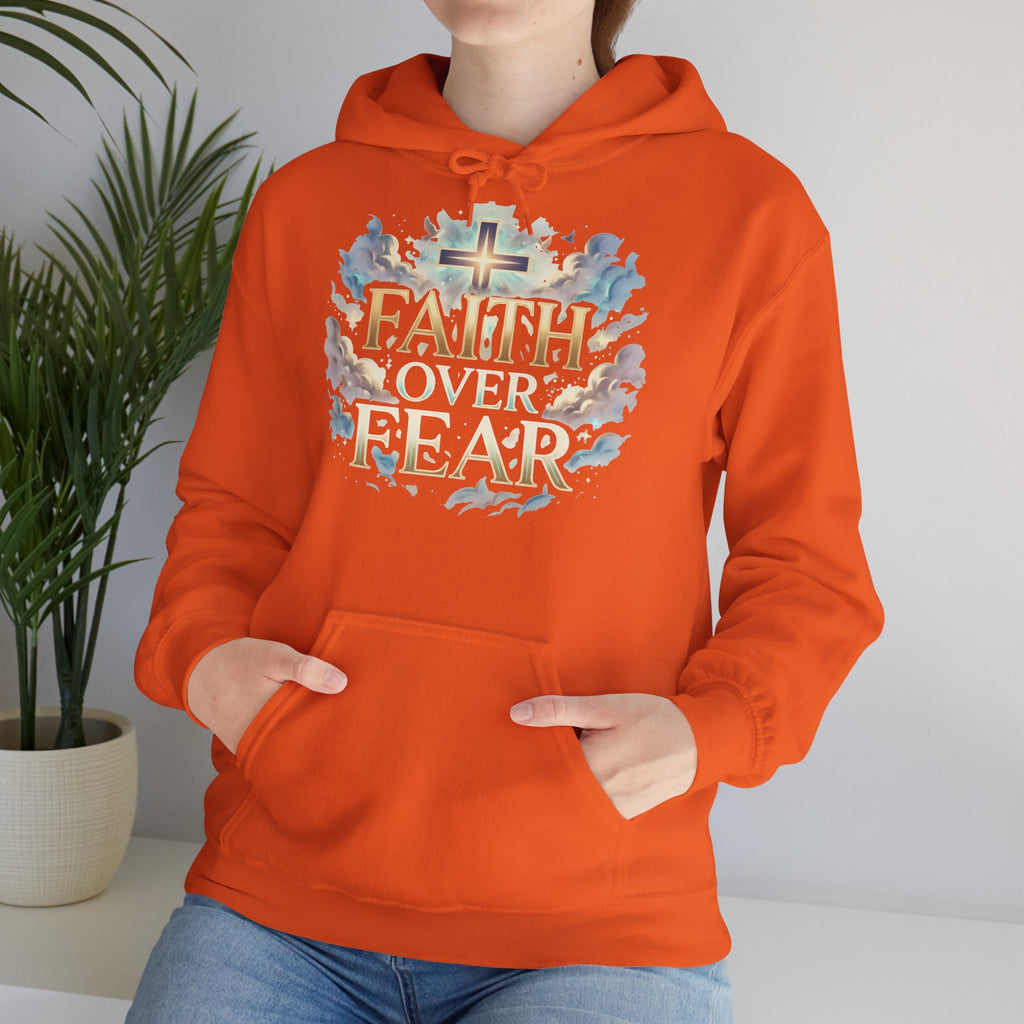 Faith Over Fear Hoodie – Jesus Kreuz Kapuzenpullover | Christliches Sweatshirt