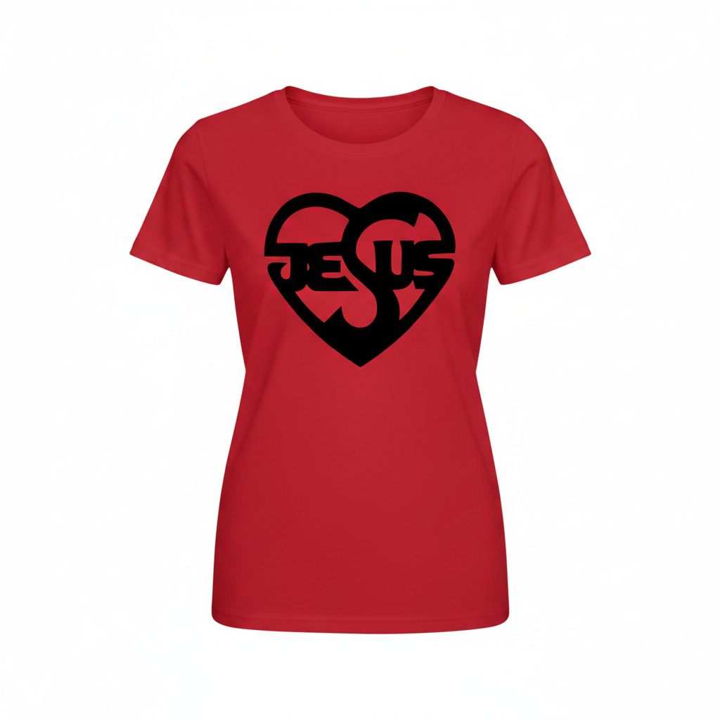 Christliches Damen T-Shirt mit Jesus-Herz-Print Ansicht 21 – T-Shirt – ESTID