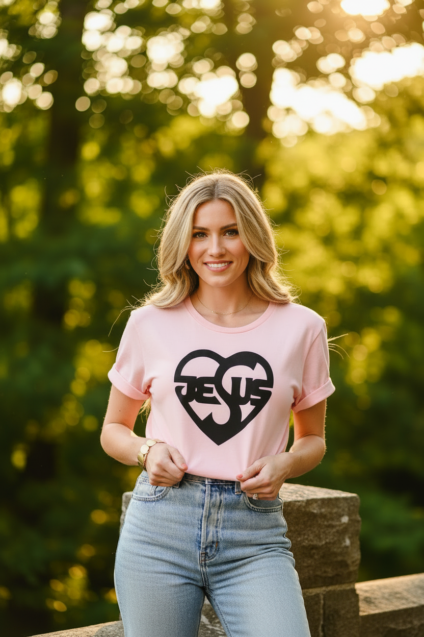 Christliches Damen T-Shirt mit Jesus-Herz-Print ESTID Ansicht 7 – Clothes – ESTID
