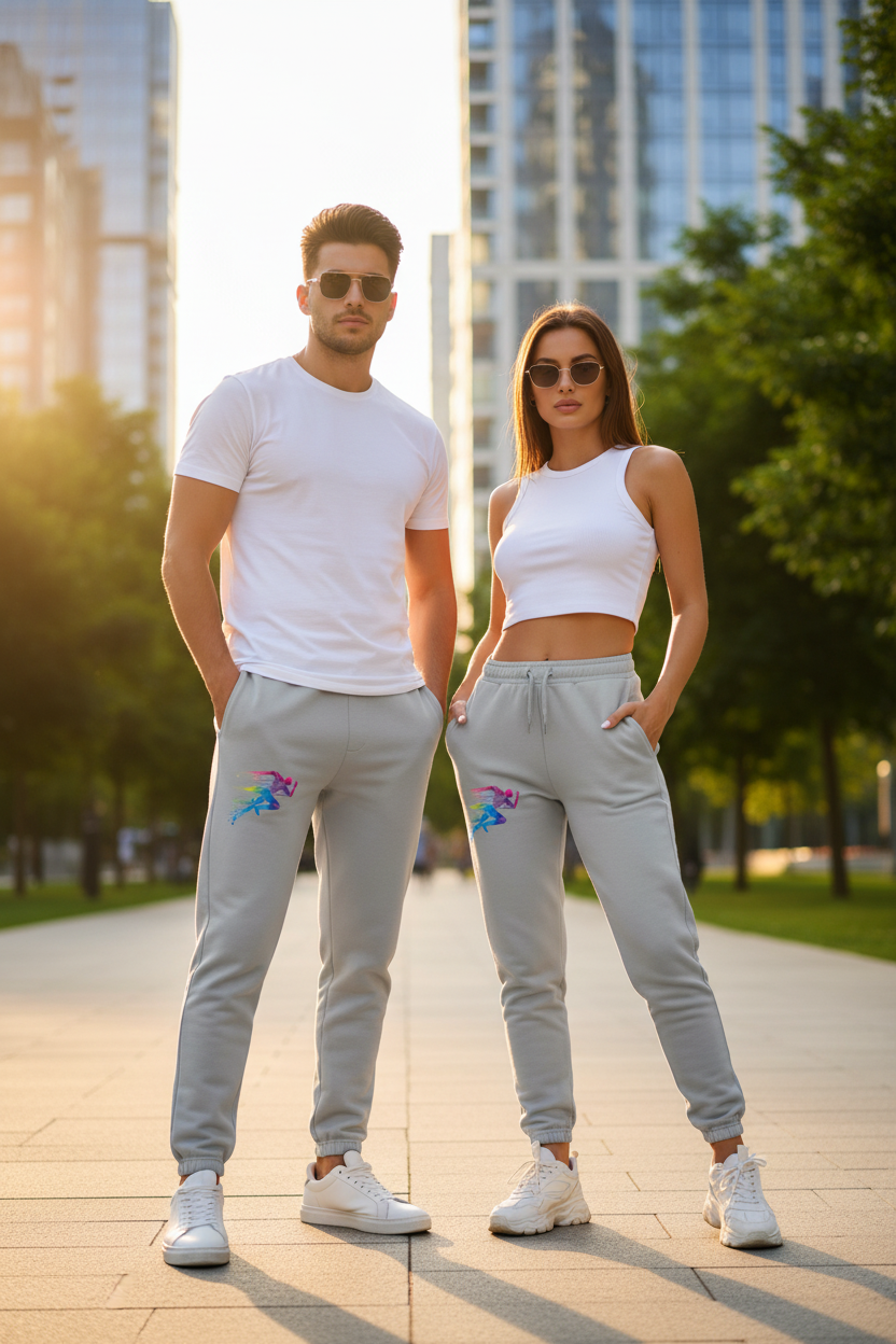 Unisex Jogginghose mit dynamischem Polygon-Runner-Print Ansicht 4 – hosen – ESTID
