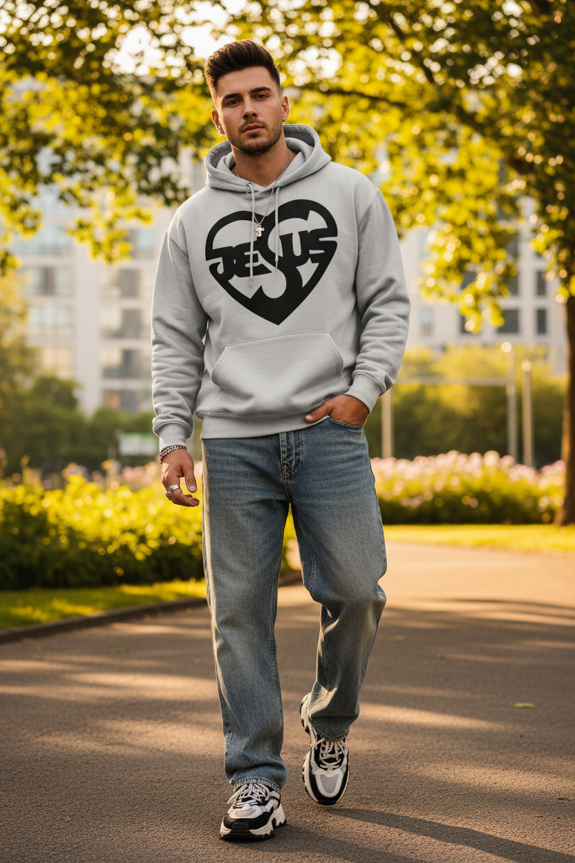 Herren Hoodie mit Jesusmotiv – ESTID Glaube & Style Detailansicht – Hoodie – ESTID