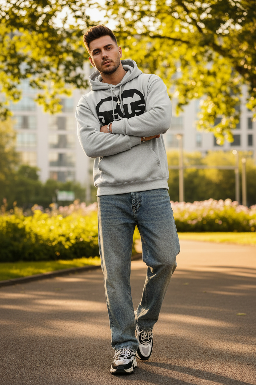 Herren Hoodie mit Jesusmotiv – ESTID Glaube & Style Ansicht 6 – Hoodie – ESTID