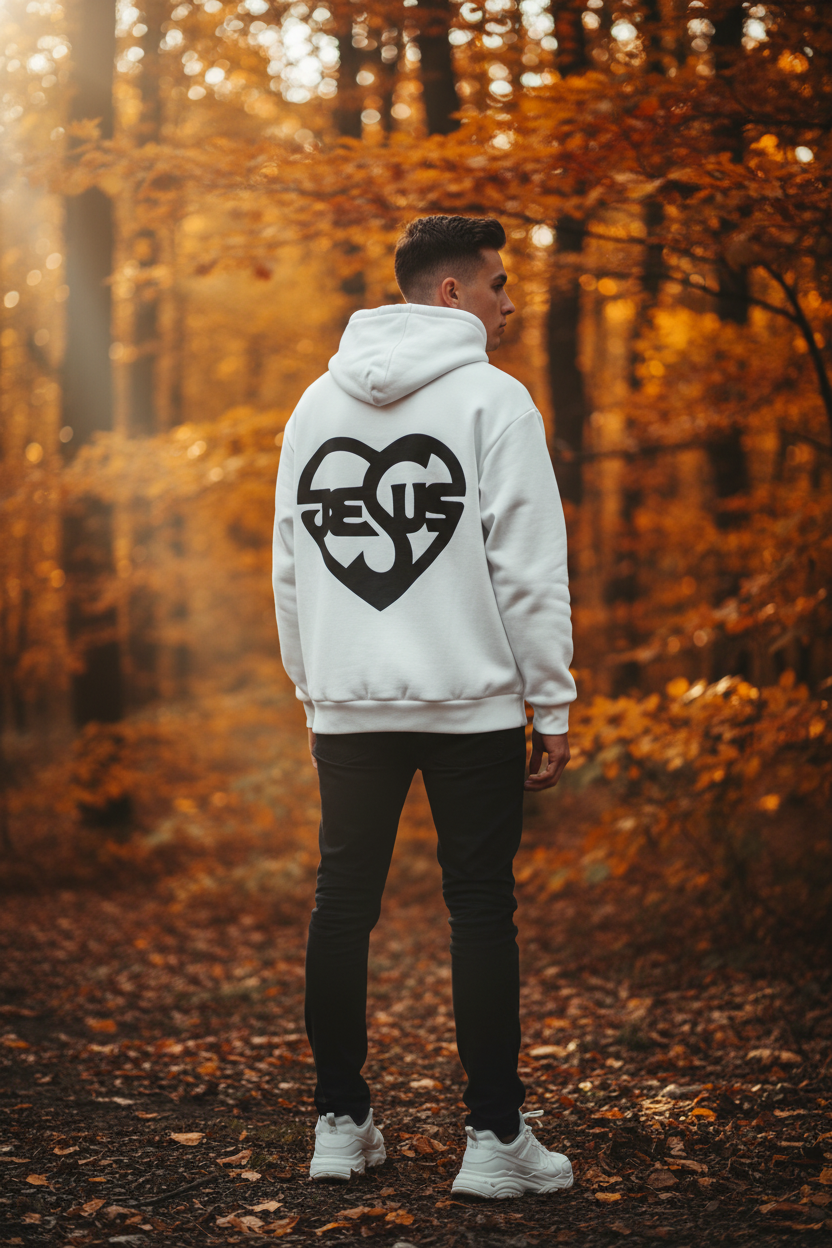 Herren Oversize Zipper Hoodie mit Jesusmotiv – ESTID Glaube & Style Detailansicht – Clothes – ESTID