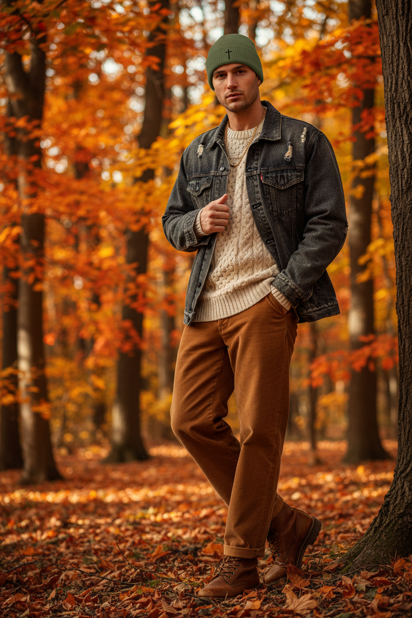 Herren Strickmütze mit Kreuz-Motiv | Feinstrick Beanie Ansicht 4 – Accessories – ESTID