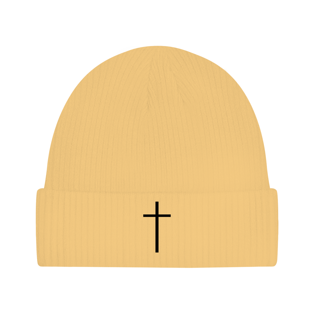 Herren Strickmütze mit Kreuz-Motiv | Feinstrick Beanie Ansicht 8 – Accessories – ESTID
