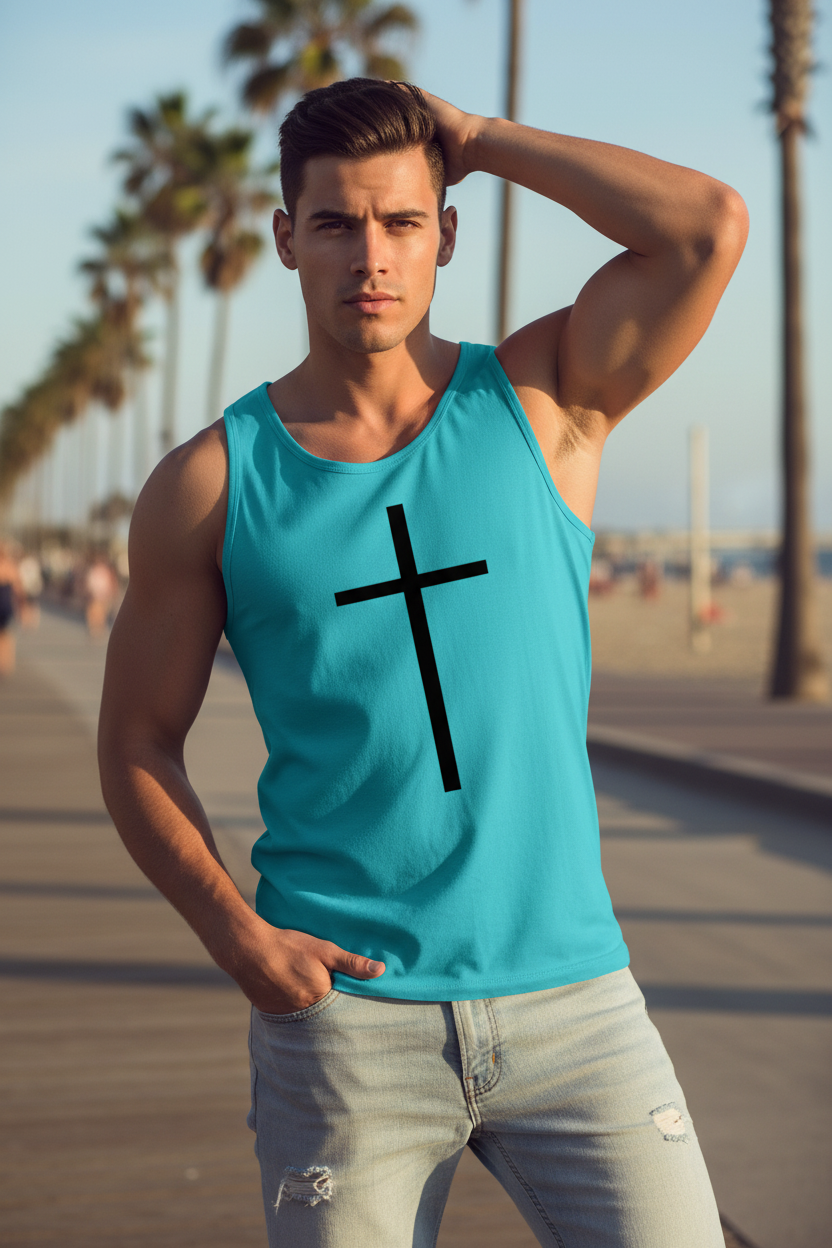 ESTID Herren Tanktop mit Kreuz-Motiv | Sport & Casual Achselshirt – Clothes – ESTID