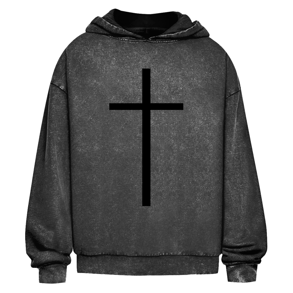 Oversize Washed Hoodie kreuz – Clothes – ESTID