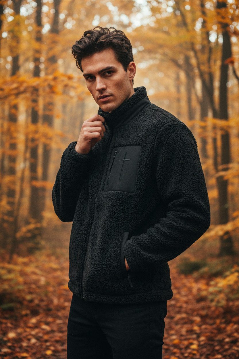 Lässige Unisex Sherpa Jacke Kreuz