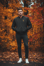 Schwarze Herren-Bomberjacke mit goldenem Logo-Akzent ESTID – bomberjacke – ESTID