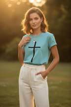 Lässiges Unisex Baumwoll Shirt mit Kreuz-Motiv | Christian Fashion