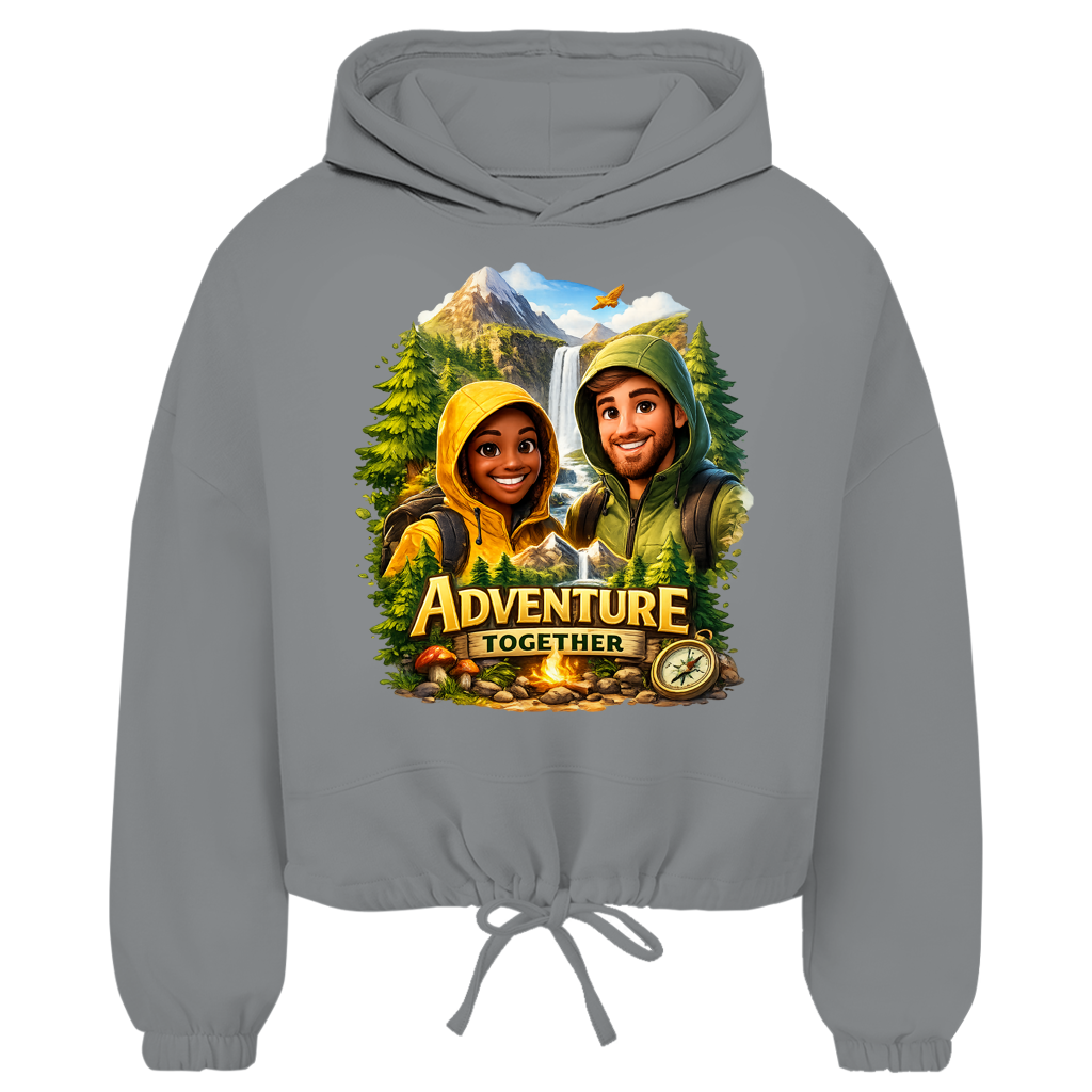 Damen Cropped Hoodie „Adventure Together“ | Sustainable Streetwear Ansicht 9 – Clothes – ESTID