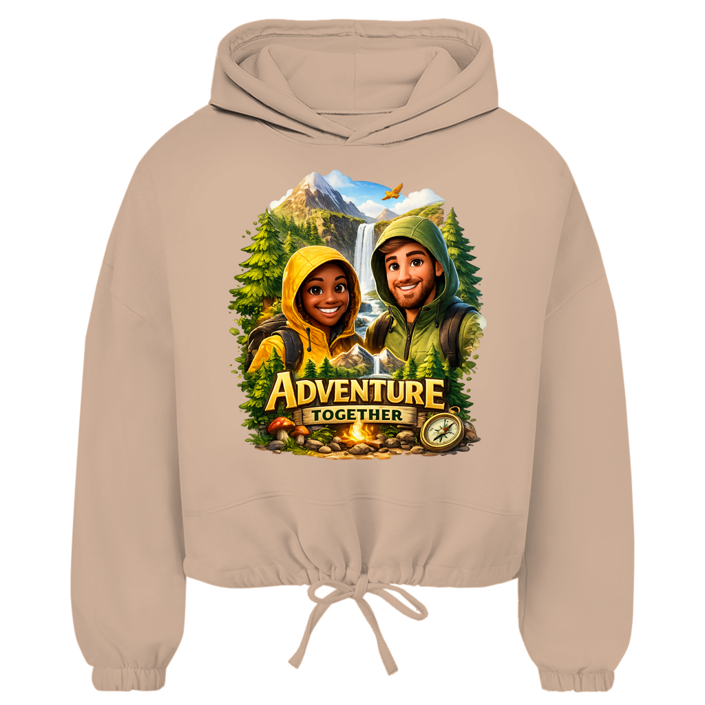 Damen Cropped Hoodie „Adventure Together“ | Sustainable Streetwear Ansicht 11 – Clothes – ESTID