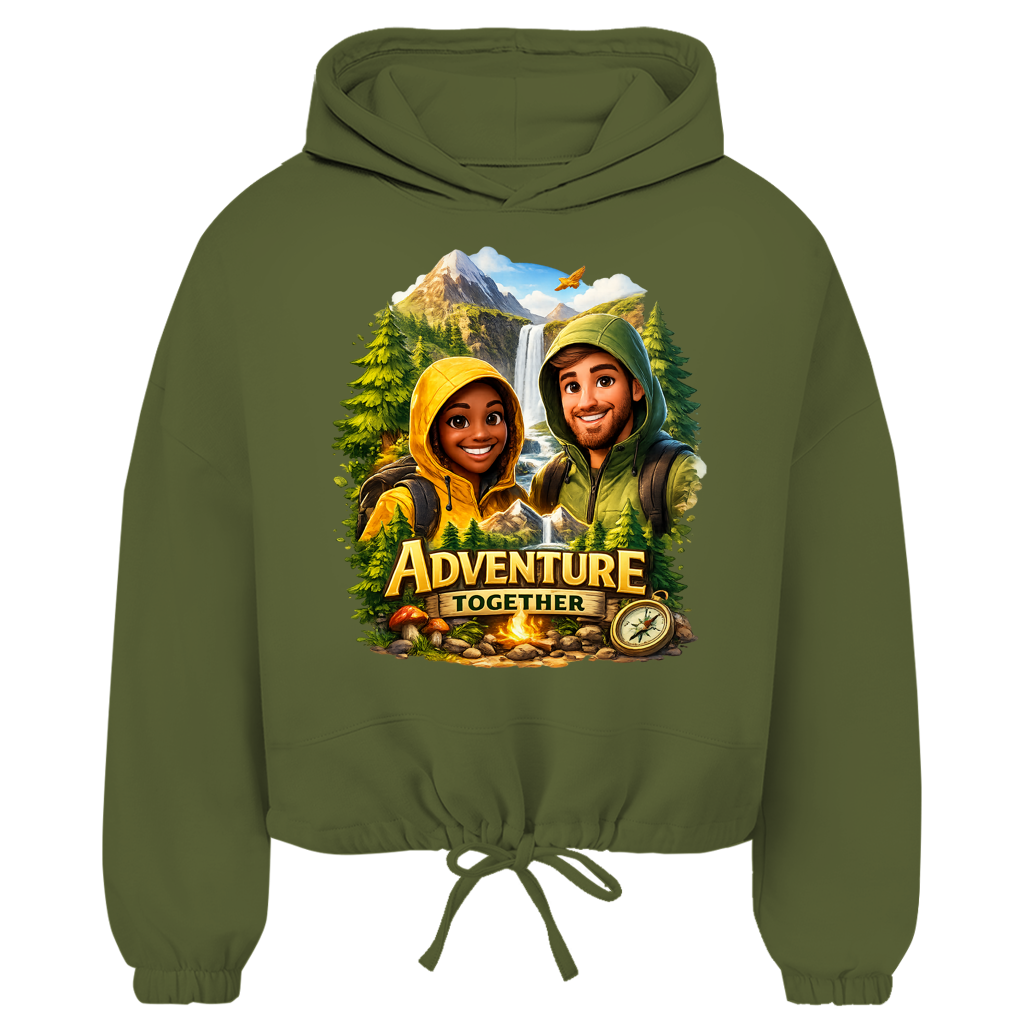 Damen Cropped Hoodie „Adventure Together“ | Sustainable Streetwear Ansicht 12 – Clothes – ESTID