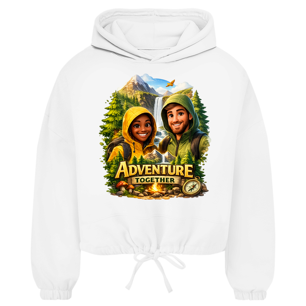 Damen Cropped Hoodie „Adventure Together“ | Sustainable Streetwear Ansicht 13 – Clothes – ESTID