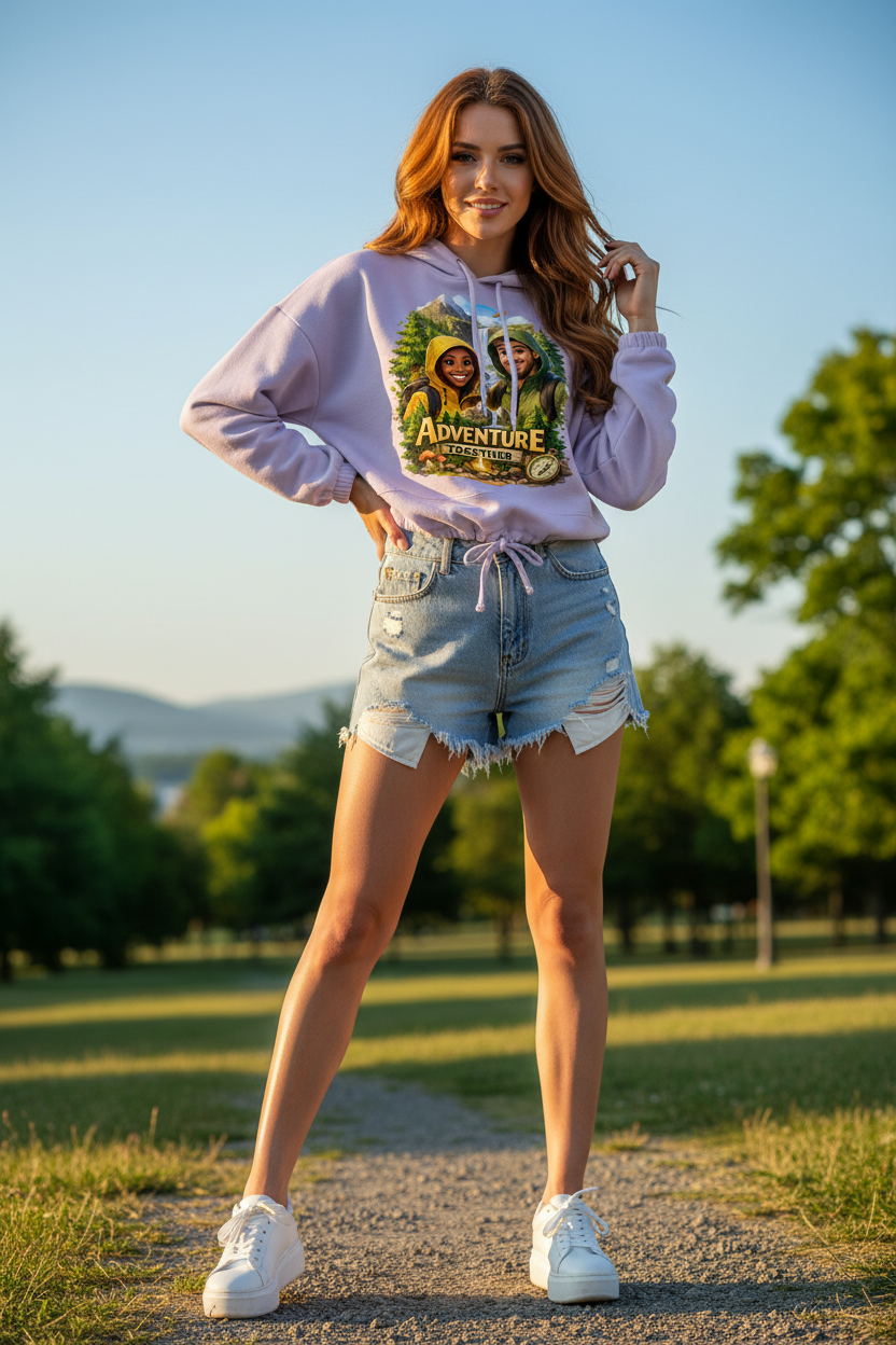 Damen Cropped Hoodie „Adventure Together“ | Sustainable Streetwear Ansicht 8 – Clothes – ESTID