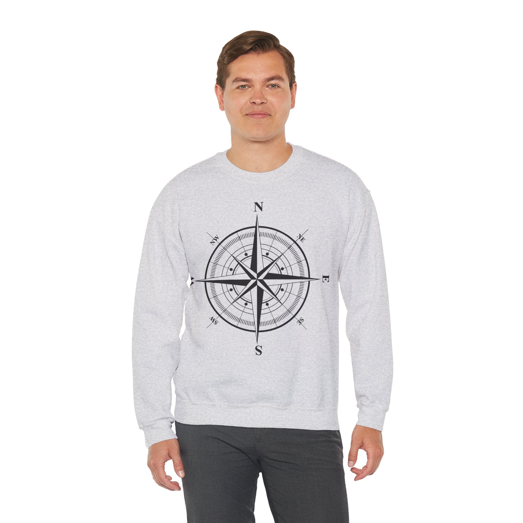 Kompass-Rose Sweatshirt – Nautik Crewneck für Reisende & Entdecker Ansicht 40 – Sweatshirt – ESTID