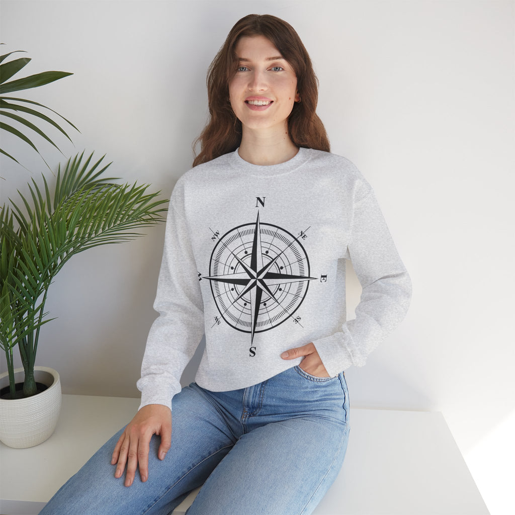 Kompass-Rose Sweatshirt – Nautik Crewneck für Reisende & Entdecker Ansicht 39 – Sweatshirt – ESTID