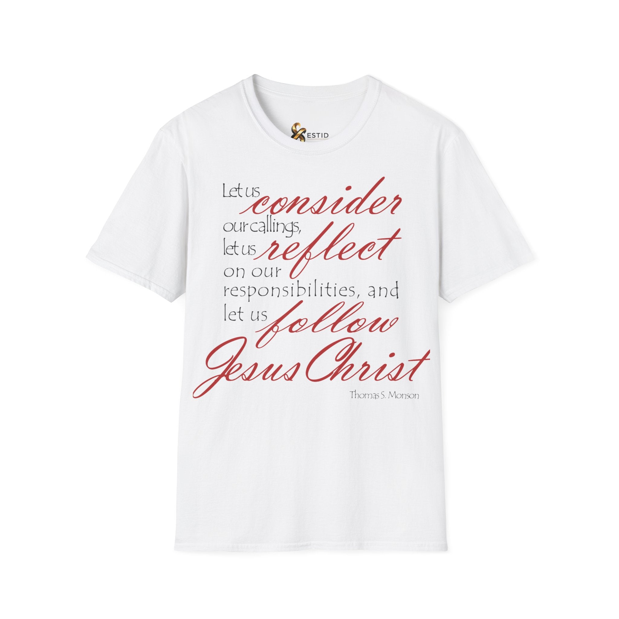 T-Shirt — „Lasst uns bedenken, lasst uns reflektieren“ Inspirierendes christliches Scripture-Shirt Ansicht 9 – T-Shirt – ESTID