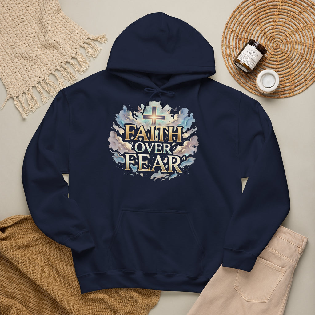 Faith Over Fear Hoodie – Jesus Kreuz Kapuzenpullover | Christliches Sweatshirt