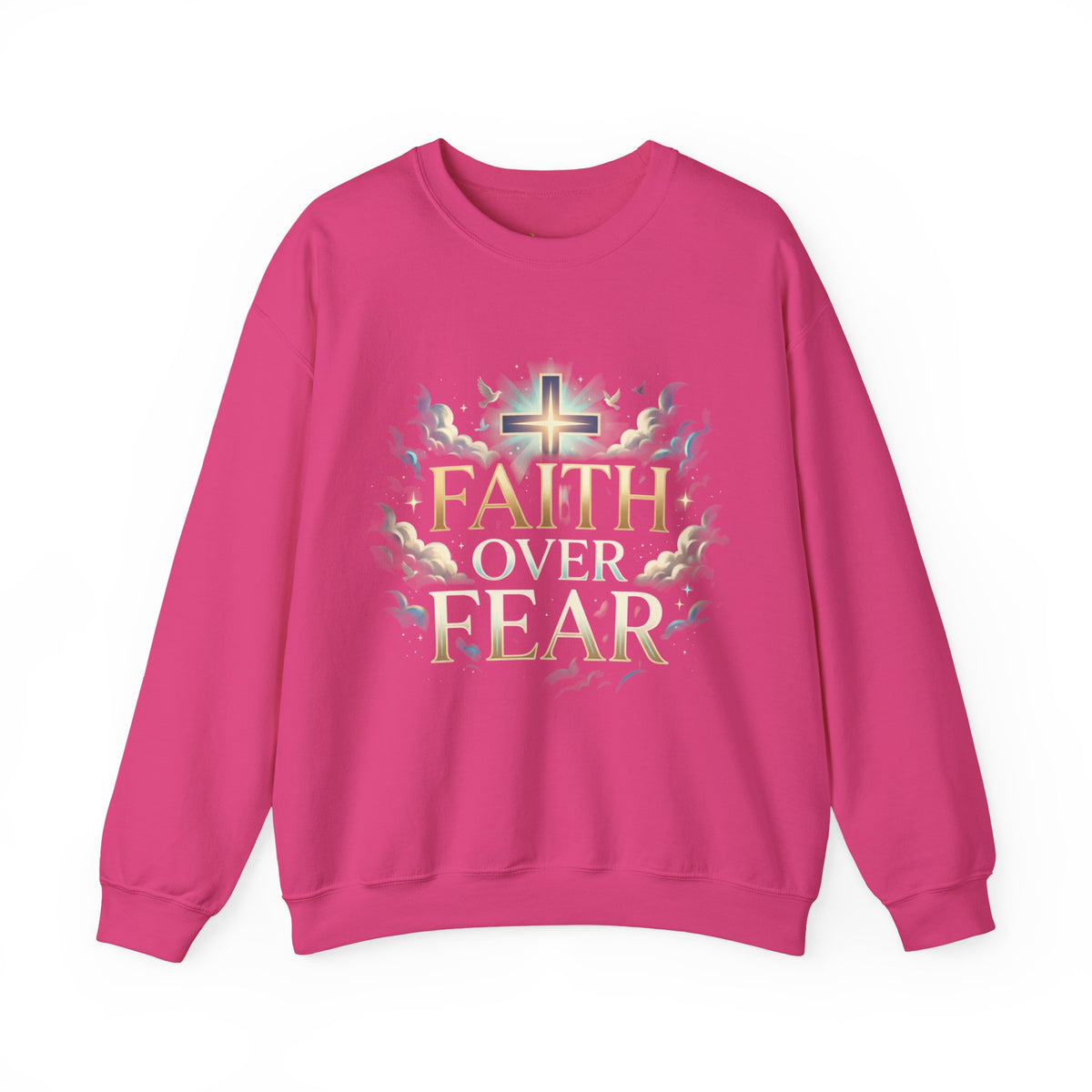 Faith Over Fear Crewneck Sweatshirt – Christliches Kreuz & Jesus Pullover Ansicht 9 – Sweatshirt – ESTID