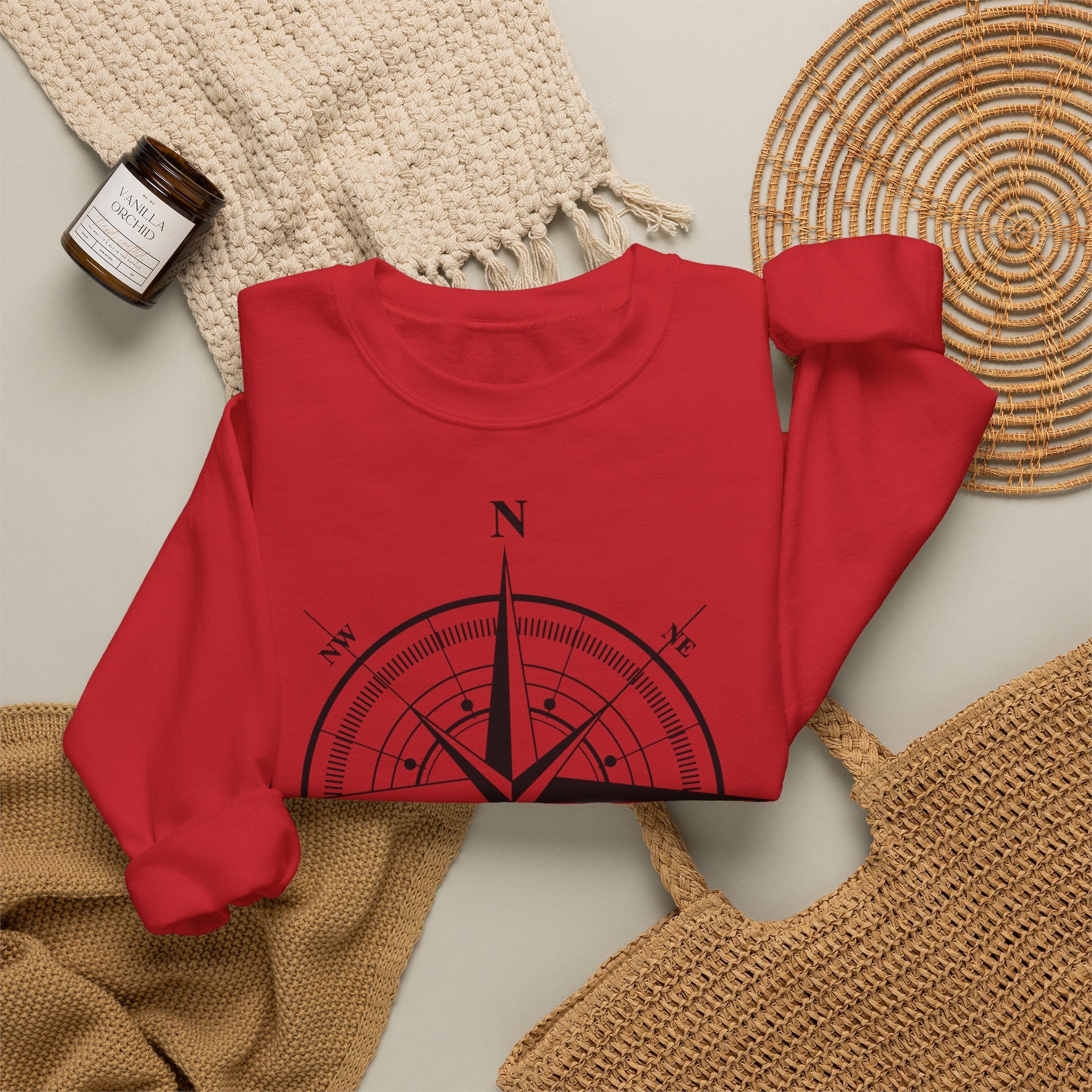 Kompass-Rose Sweatshirt – Nautik Crewneck für Reisende & Entdecker Ansicht 27 – Sweatshirt – ESTID