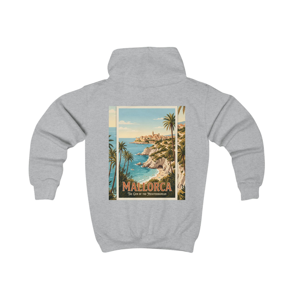 Mallorca Vintage Kinder Hoodie – Retro Reiseplakat Strandmotiv