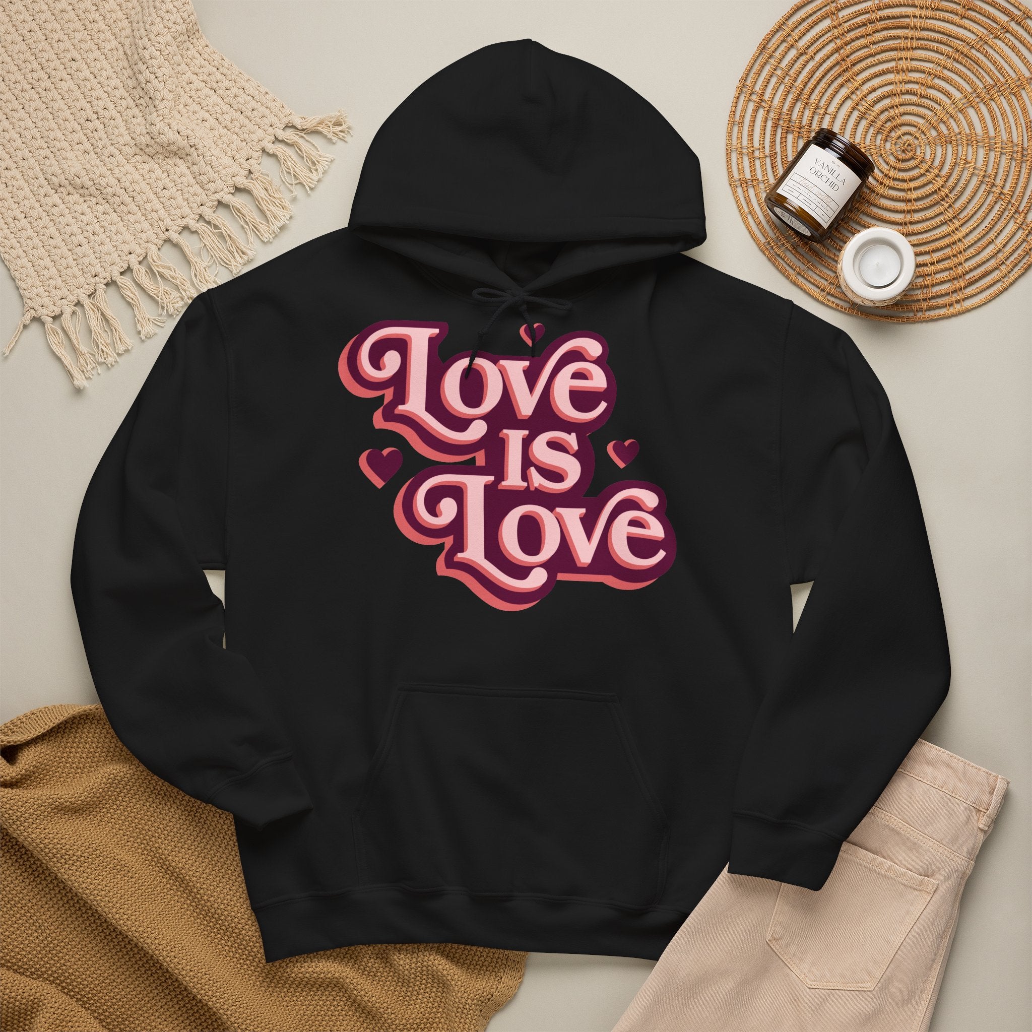 Love Is Love Hoodie – Retro Herz Pride Kapuzenpullover Ansicht 25 – Hoodie – ESTID