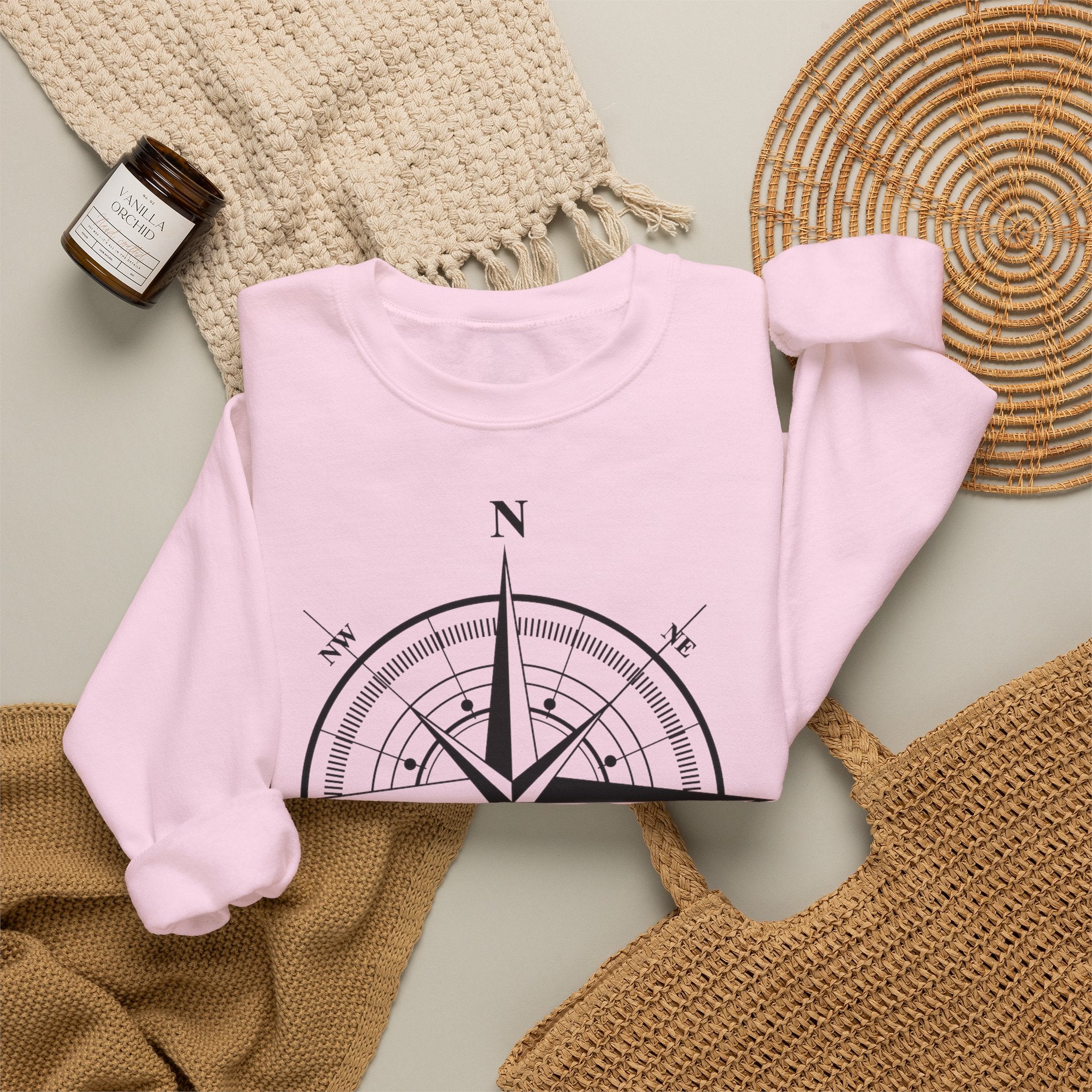 Kompass-Rose Sweatshirt – Nautik Crewneck für Reisende & Entdecker Ansicht 25 – Sweatshirt – ESTID