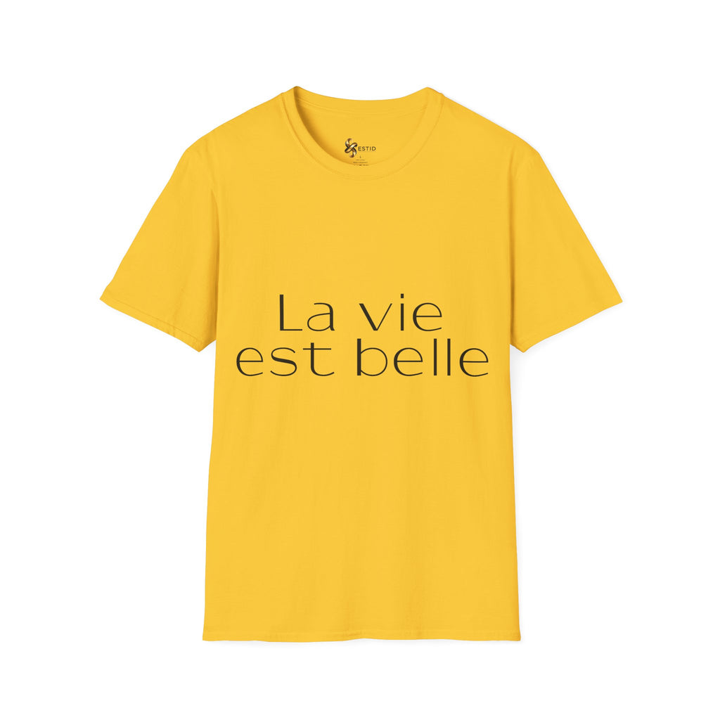 ESTID Damen T-Shirt | „La vie est belle“ Typo-Print | Ringgesponnen Ansicht 15 – T-Shirt – ESTID