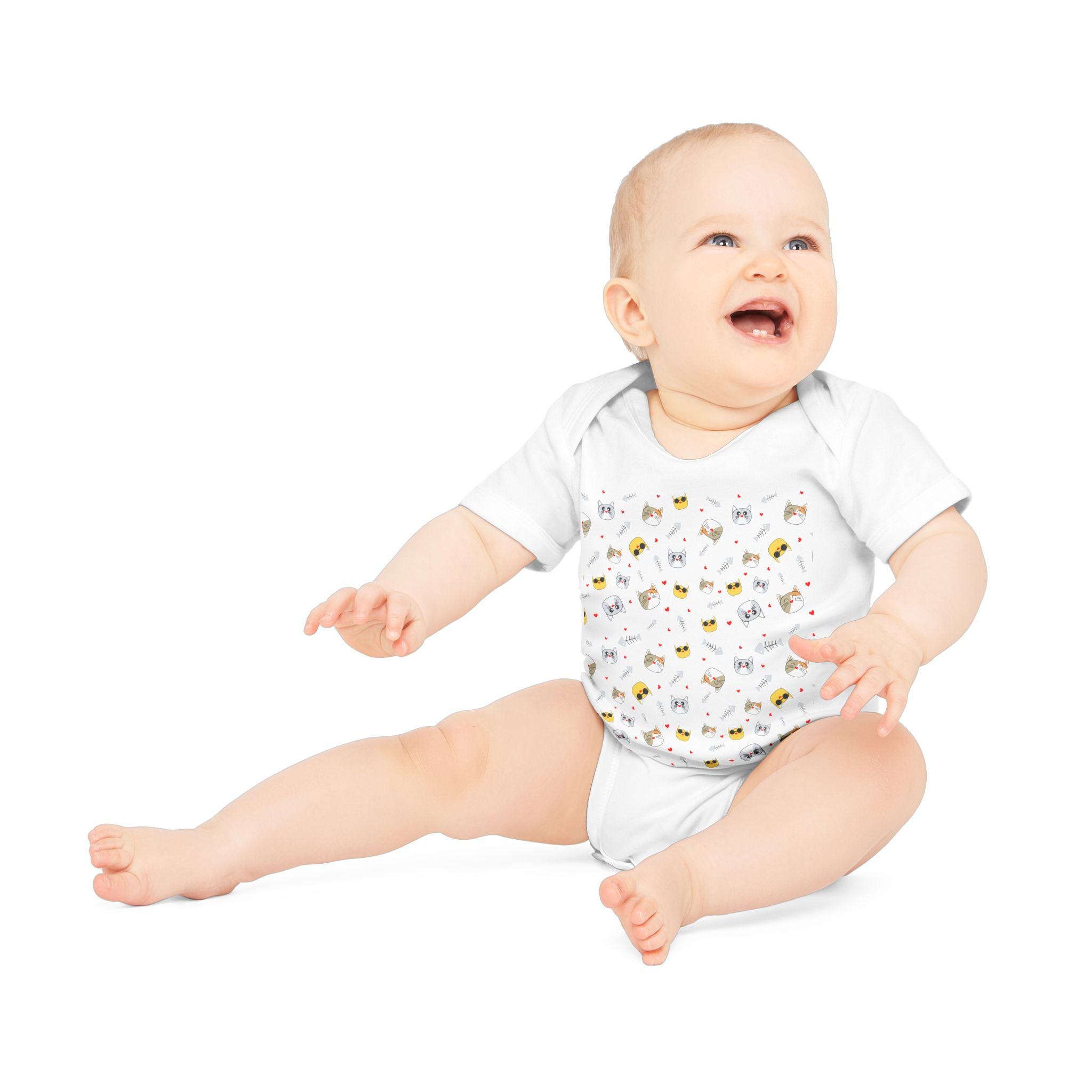 Bio-Babybody Kurzarm mit süßem Tiermuster – Ökologischer Baby-Overall