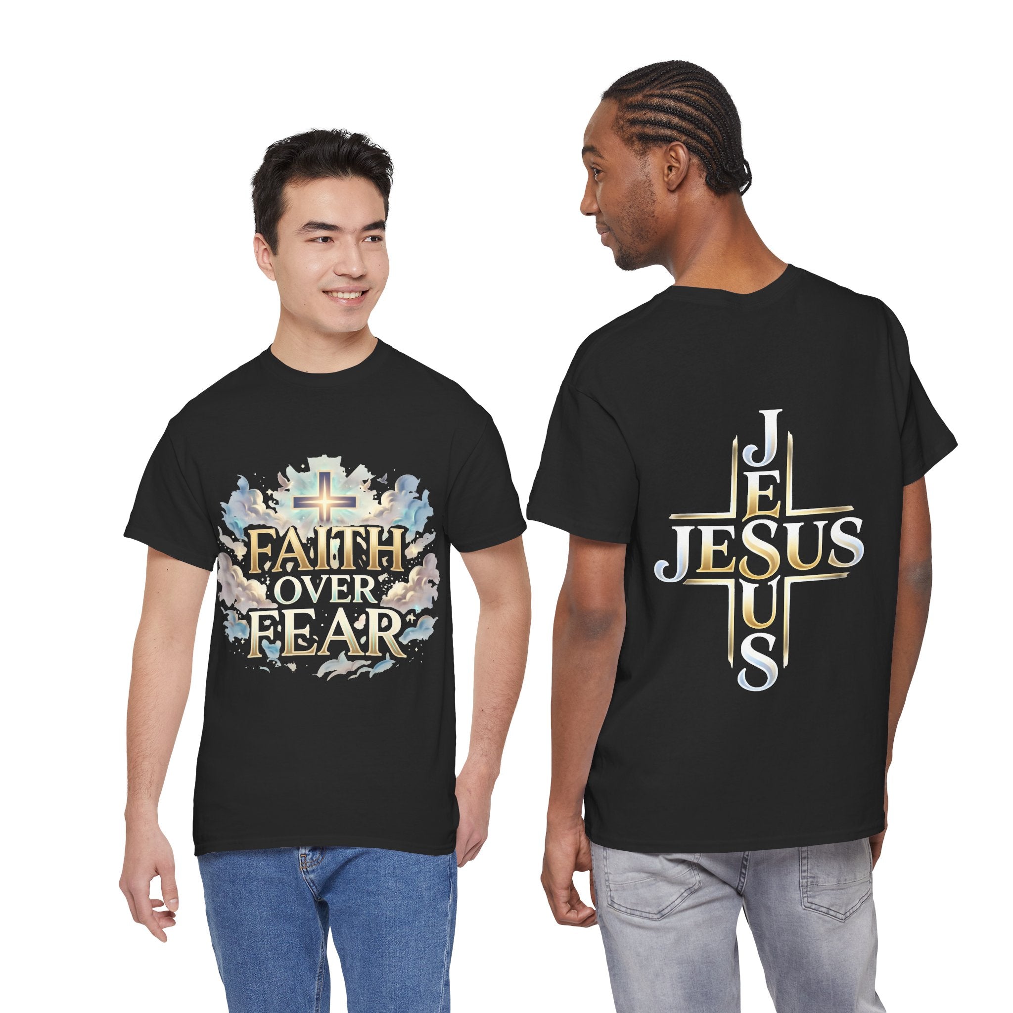 Faith Over Fear T-Shirt – „Glaube statt Angst“ Christian Cross Tee