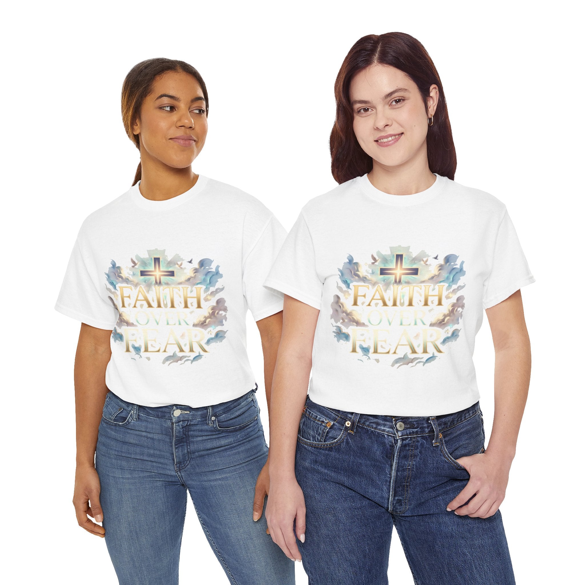 Faith Over Fear T-Shirt – „Glaube statt Angst“ Christian Cross Tee
