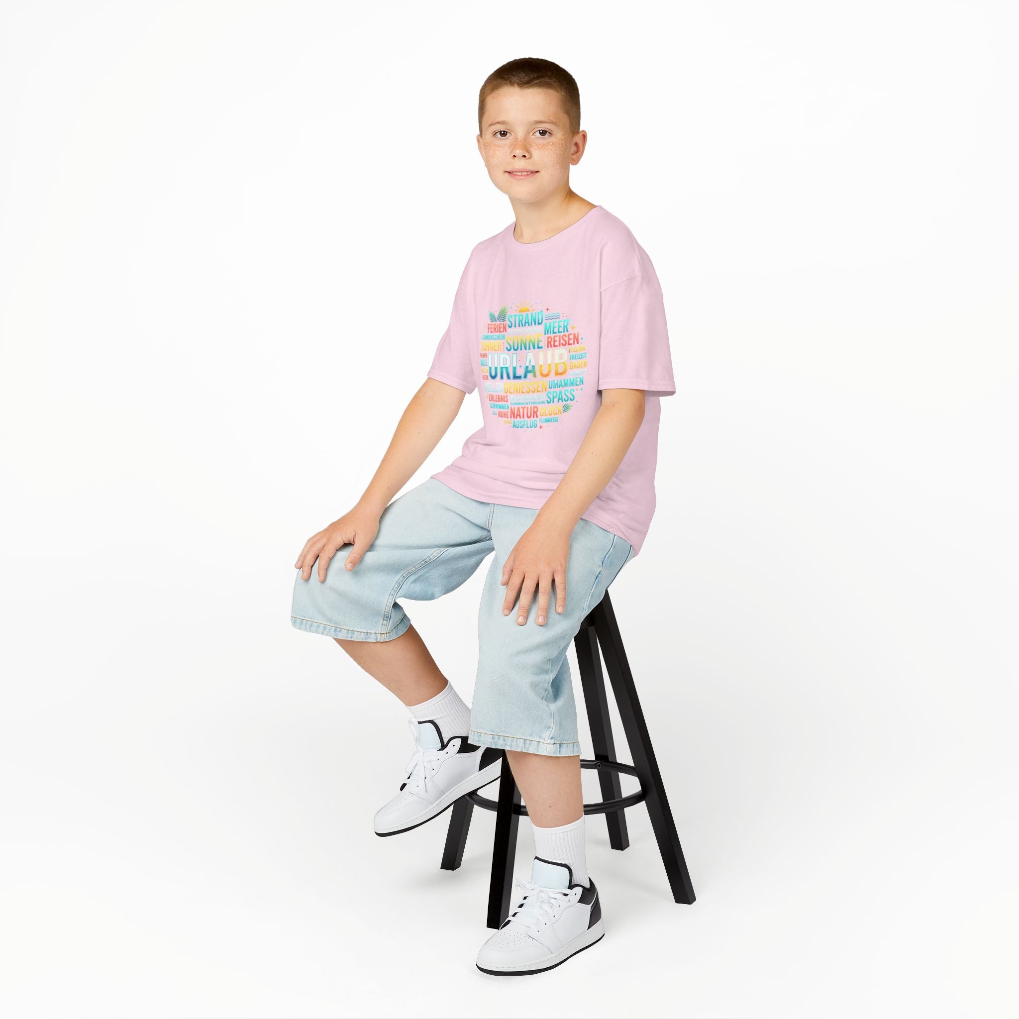 Kinder-T-Shirt "Urlaub" Wortwolke – Buntes Reise-Shirt für Kinder