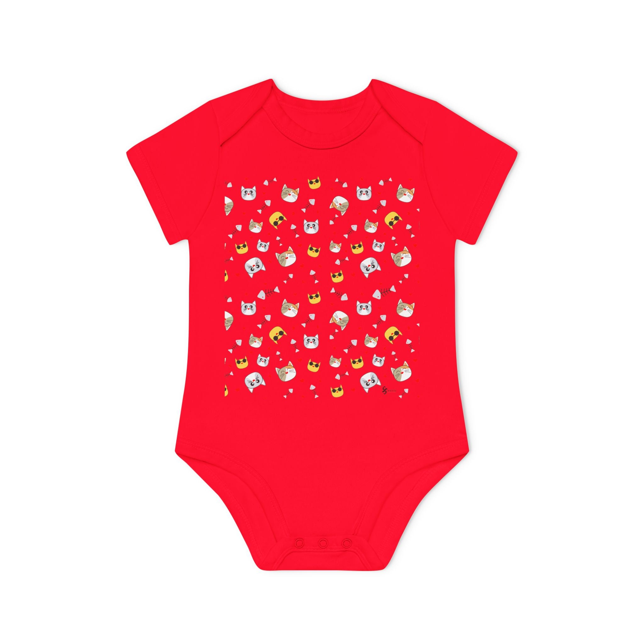 Bio-Babybody Kurzarm mit süßem Tiermuster – Ökologischer Baby-Overall