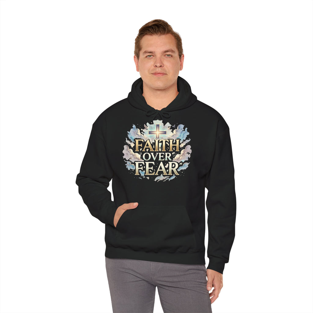 Faith Over Fear Hoodie – Jesus Kreuz Kapuzenpullover | Christliches Sweatshirt