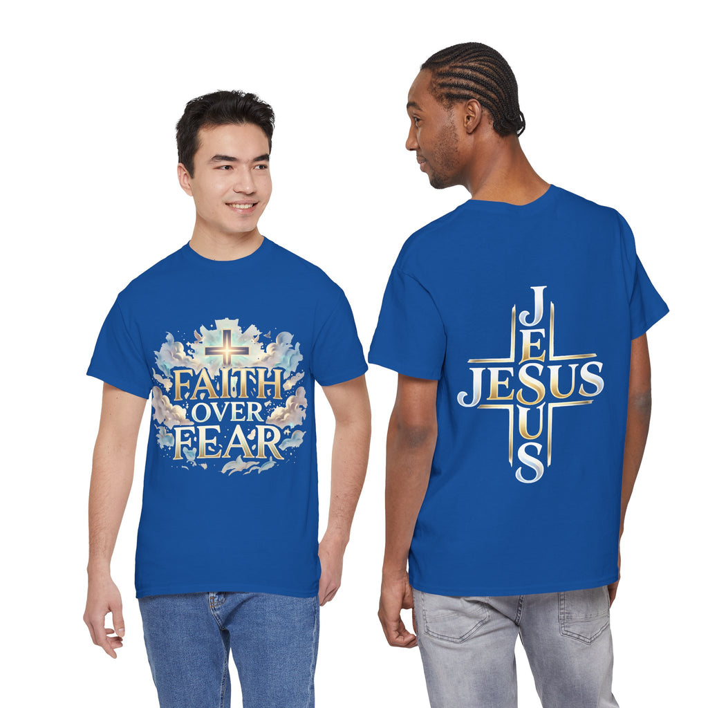 Faith Over Fear T-Shirt – „Glaube statt Angst“ Christian Cross Tee