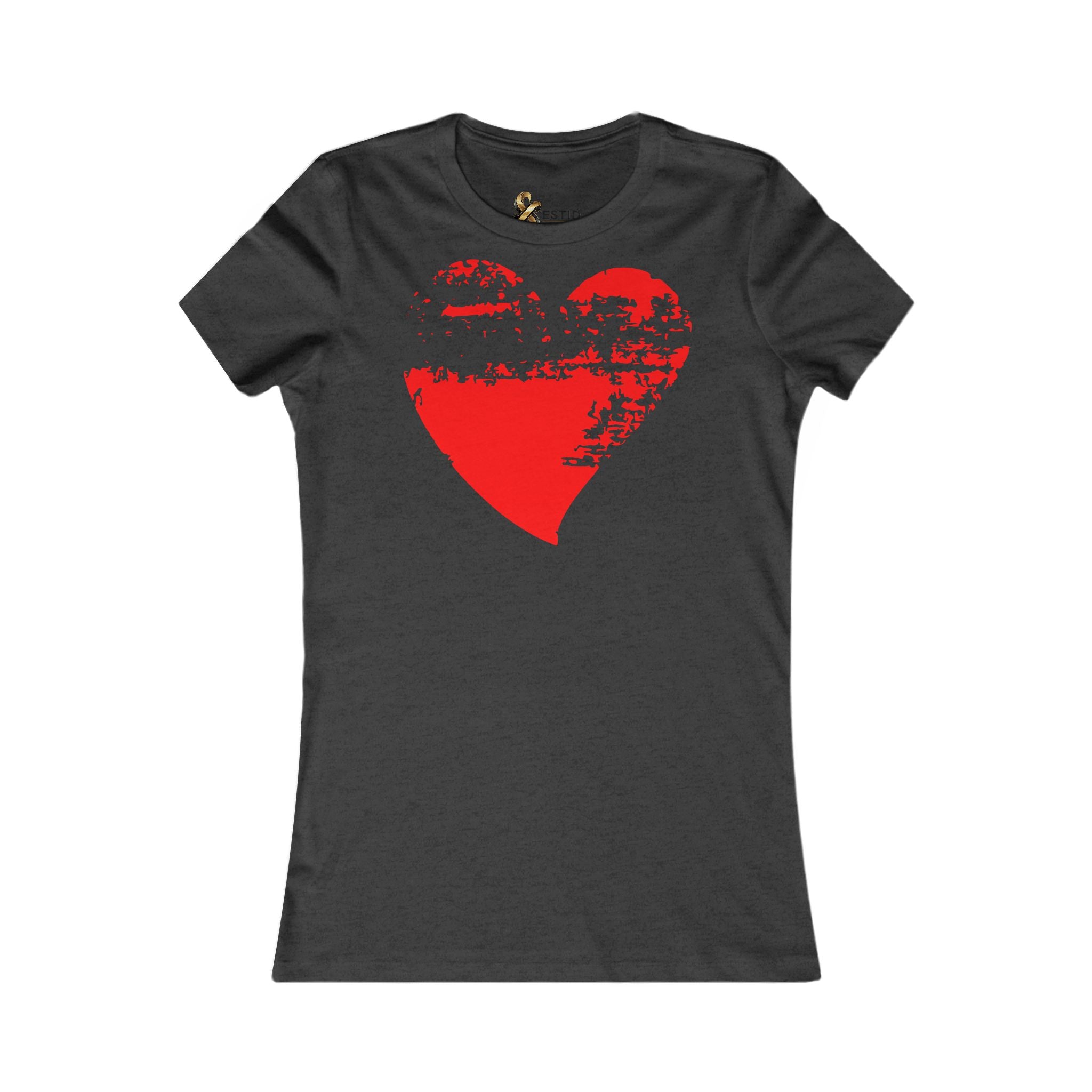 Damen T-Shirt 100% Baumwolle | Rotes Grunge-Herz Ansicht 7 – T-Shirt – ESTID