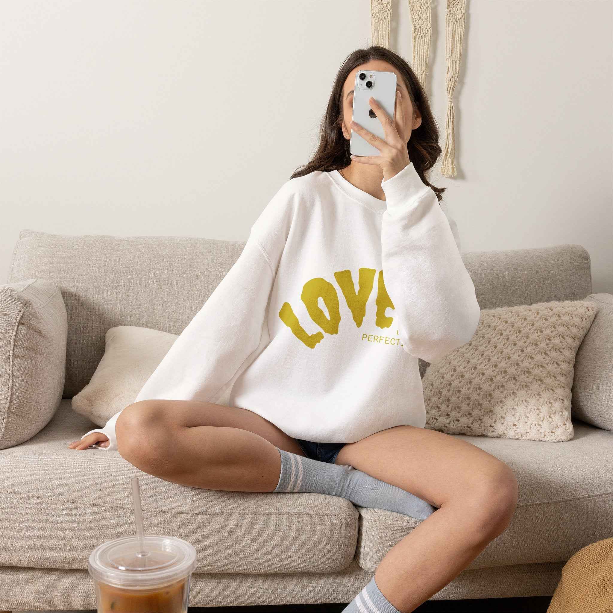 Damen Oversized Pullover mit Statement-Print – Sweatshirt – ESTID