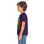 Kinder-T-Shirt – Sonnige Sonnenblumen-Roboter auf Einrad