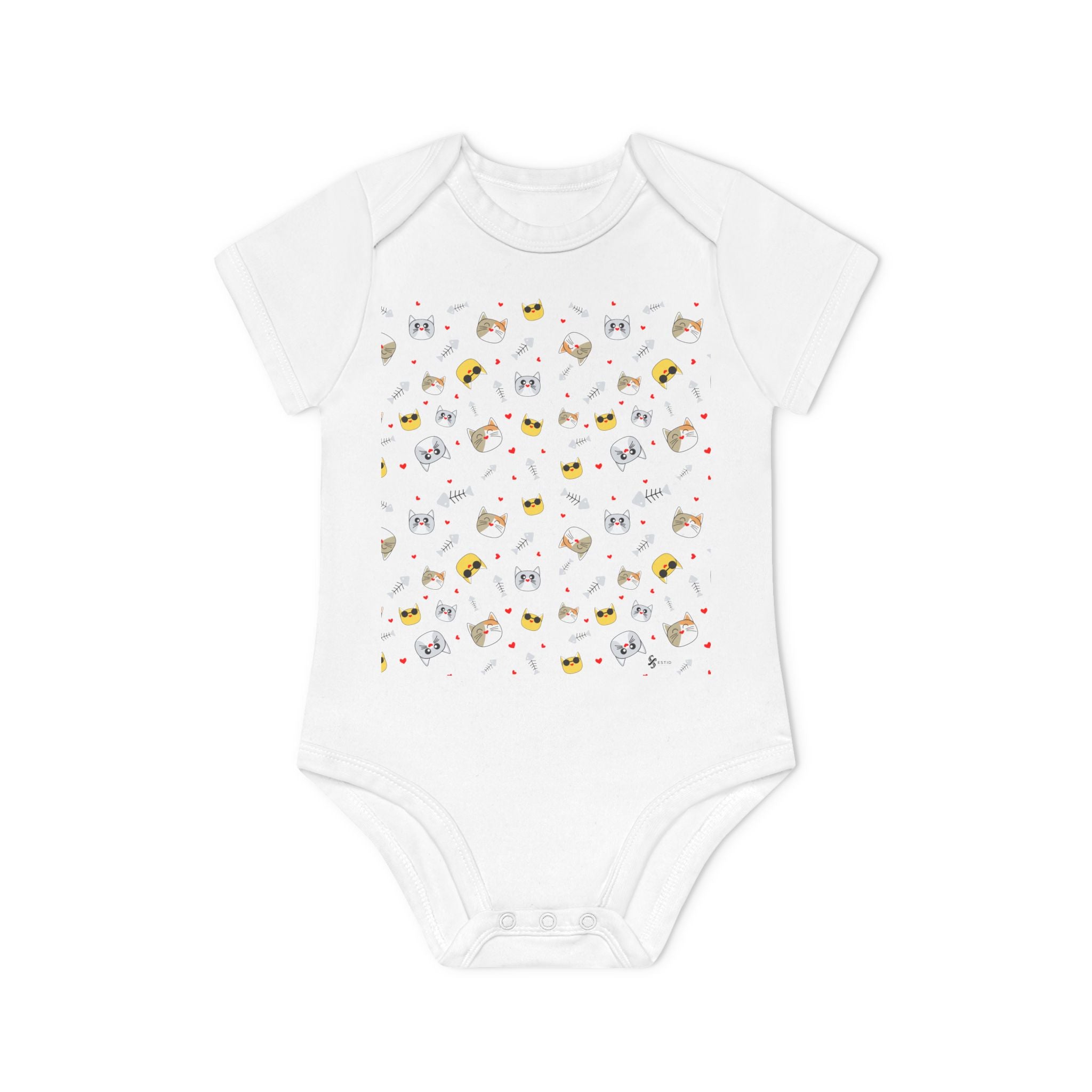 Bio-Babybody Kurzarm mit süßem Tiermuster – Ökologischer Baby-Overall