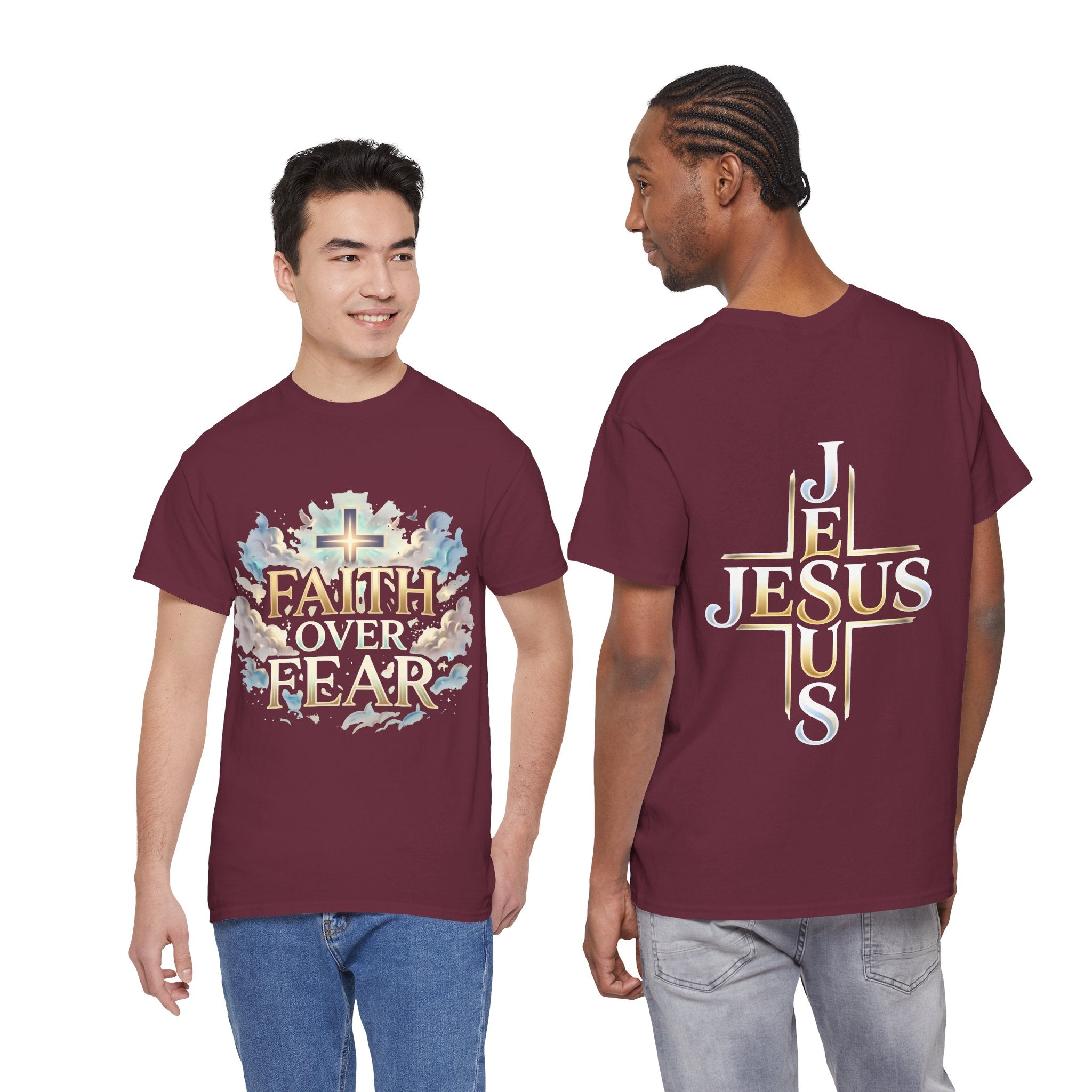 Faith Over Fear T-Shirt – „Glaube statt Angst“ Christian Cross Tee
