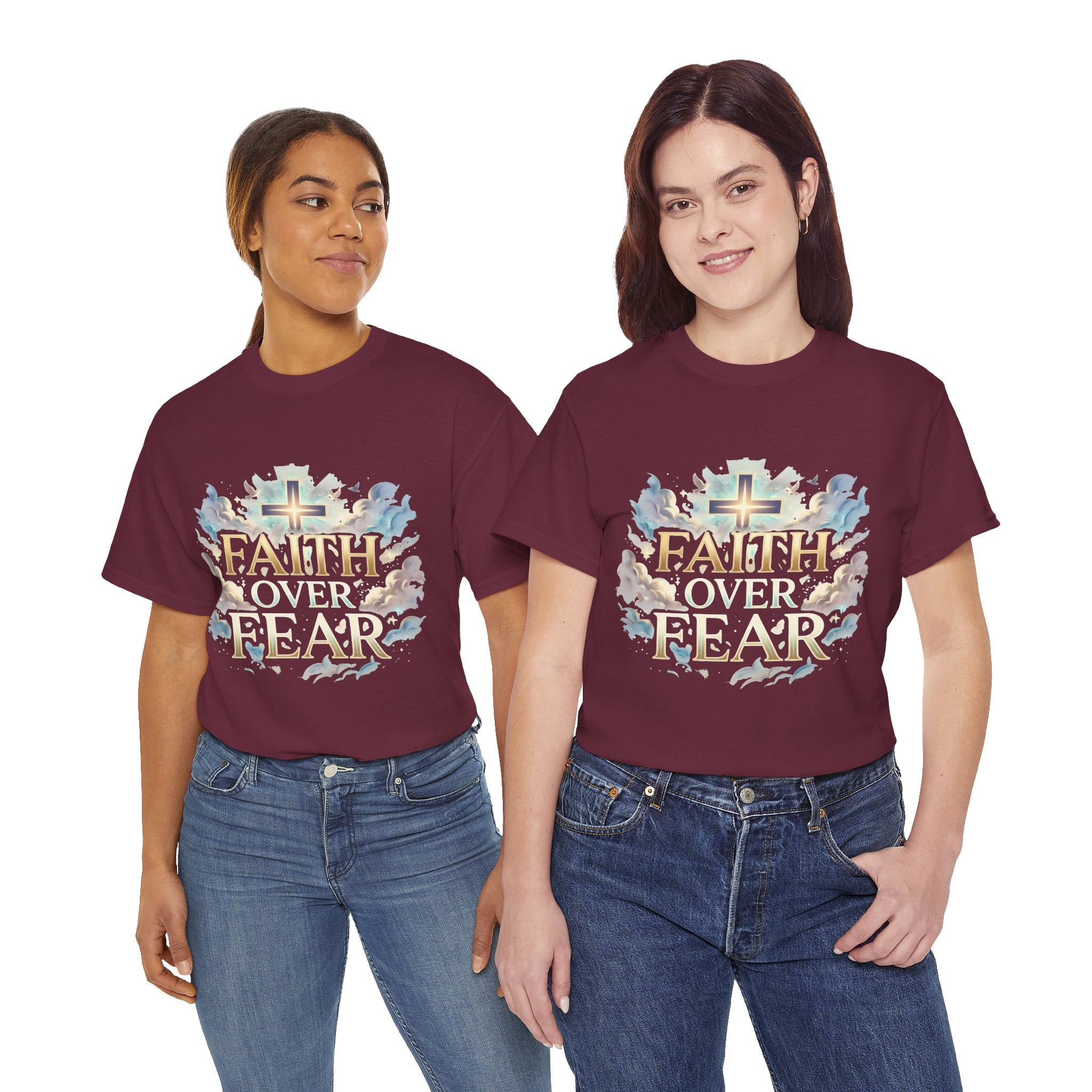 Faith Over Fear T-Shirt – „Glaube statt Angst“ Christian Cross Tee